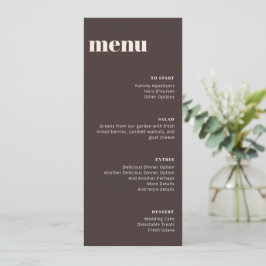 Modern Minimalist Brown Wedding Tall Template Menu Menükarte