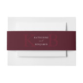 Modern Minimalist Burgundy Monogram Wedding Einladungsbanderole (Vorderseite Beispiel)