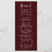 Modern Minimalist Burgundy Monogram Wedding Menükarte (Vorderseite)