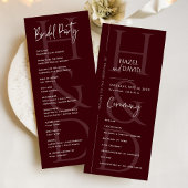 Modern Minimalist Burgundy Monogram Wedding Programm