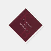 Modern Minimalist Burgundy Monogram Wedding Serviette (Ecke)