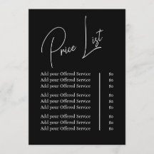 Modern Minimalist Business Branding Menu and Price