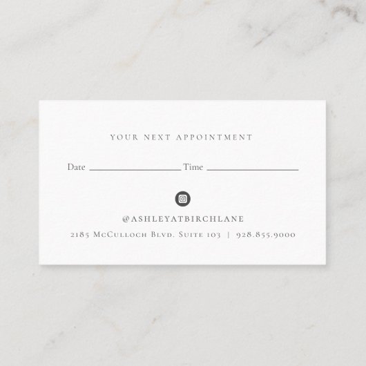 Modern Minimalist Cactus Logo Appointment Visitenkarte (Rückseite)