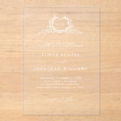 Modern Minimalist Calligraphy Crest monogram Chic Acryleinladungen (Vorderseite)