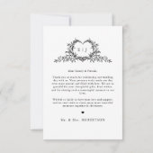 Modern Minimalist Calligraphy Crest monogram Dankeskarte (Rückseite)