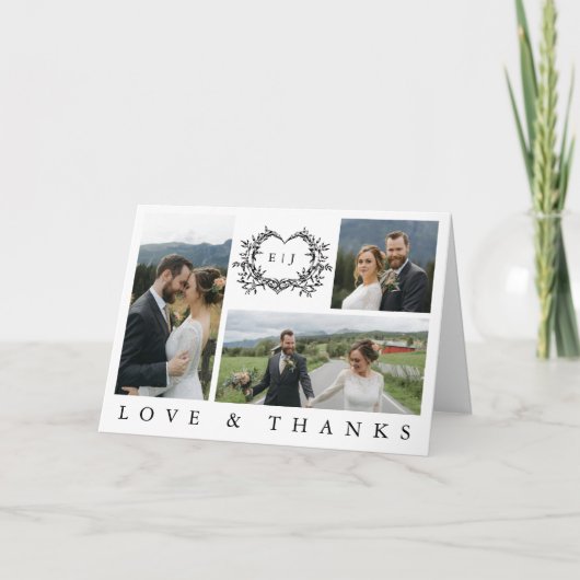 Modern Minimalist Calligraphy Crest monogram Photo Dankeskarte (Vorderseite)