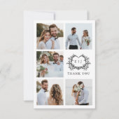 Modern Minimalist Calligraphy Crest monogram Photo Dankeskarte (Vorderseite)