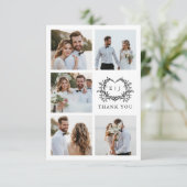 Modern Minimalist Calligraphy Crest monogram Photo Dankeskarte (Stehend Vorderseite)