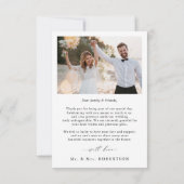 Modern Minimalist Calligraphy Crest monogram Photo Dankeskarte (Rückseite)