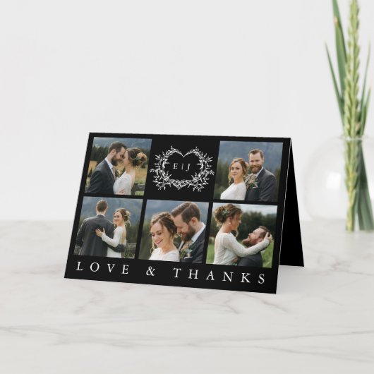 Modern Minimalist Calligraphy Crest monogram Photo Dankeskarte (Vorderseite)