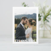 Modern Minimalist Calligraphy Crest monogram Photo Dankeskarte (Stehend Vorderseite)