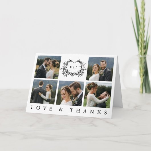 Modern Minimalist Calligraphy Crest monogram Photo Dankeskarte (Vorderseite)