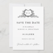 Modern Minimalist Calligraphy Crest monogram Photo Save The Date (Vorderseite)