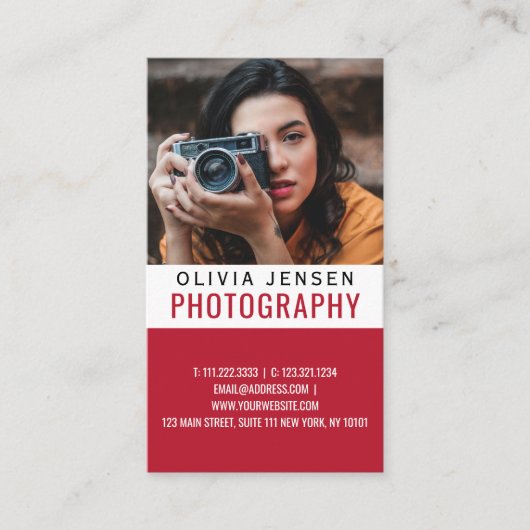 Modern Minimalist Calligraphy Script Fotograf Visitenkarte (Vorderseite)