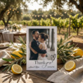 Modern Minimalist Calligraphy Script Photo Wedding Dankeskarte