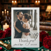 Modern Minimalist Calligraphy Script Photo Wedding Dankeskarte