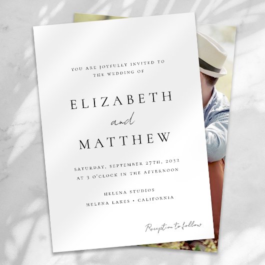 Modern Minimalist Calligraphy Script Photo Wedding Einladung
