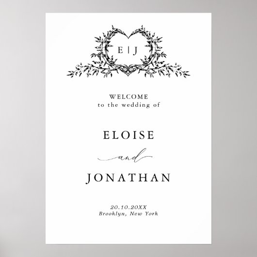 Modern Minimalist Calligraphy Wedding Welcome Poster (Vorne)