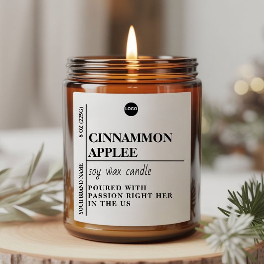 Modern Minimalist Candle Label Template | Editable Quadratischer Aufkleber