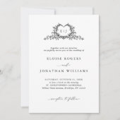 Modern Minimalist Chic Calligraphy Crest Wedding Einladung (Vorderseite)