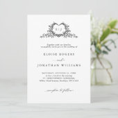 Modern Minimalist Chic Calligraphy Crest Wedding   Einladung (Stehend Vorderseite)