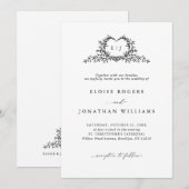 Modern Minimalist Chic Calligraphy Crest Wedding   Einladung (Vorne/Hinten)