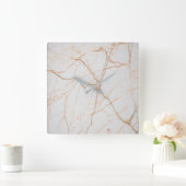 modern minimalist chic scandinavian white marble quadratische wanduhr (Zuhause)