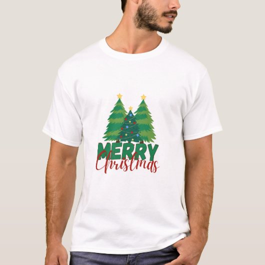 Modern Minimalist Christmas Tree Pattern T-Shirt (Vorderseite)