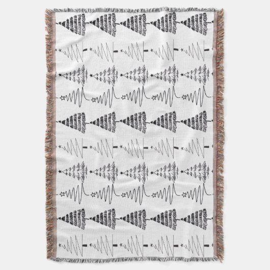 Modern Minimalist Christmas Trees Doodles Decke (Vorderseite Vertikal)