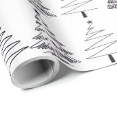 Modern Minimalist Christmas Trees Doodles Geschenkpapier (Rolleneckpunkt)