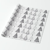 Modern Minimalist Christmas Trees Doodles Geschenkpapier (Ungerollt)