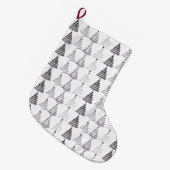 Modern Minimalist Christmas Trees Doodles Großer Weihnachtsstrumpf (Vorderansicht (hängend))