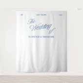 Modern Minimalist Classic Blue Script Wedding Wandteppich (Vorderseite)