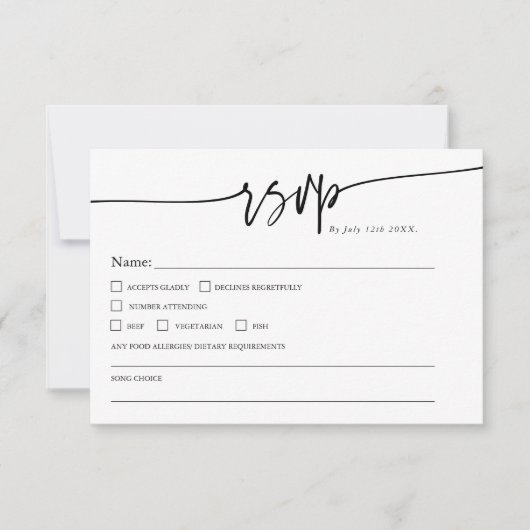 Modern Minimalist Classic QR code Boho Wedding RSVP Karte (Vorderseite)