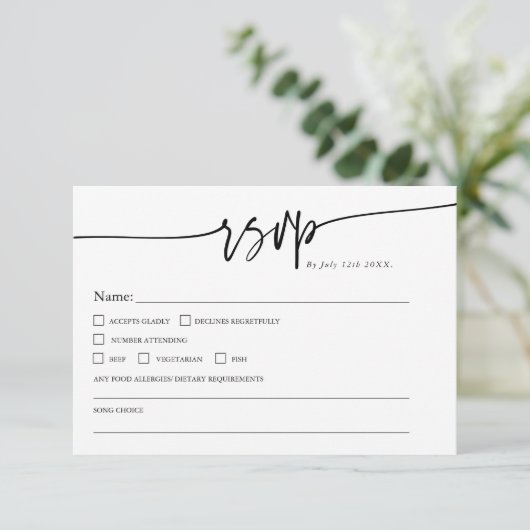 Modern Minimalist Classic QR code Boho Wedding RSVP Karte (Stehend Vorderseite)