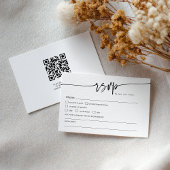 Modern Minimalist Classic QR code Boho Wedding RSVP Karte