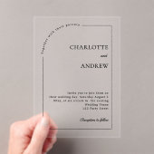 Modern minimalist clear luxury wedding acryleinladungen (Insitu (Handheld))