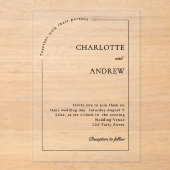 Modern minimalist clear luxury wedding acryleinladungen (Vorderseite)