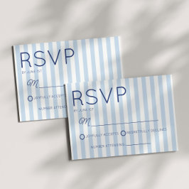 Modern Minimalist Coastal Blue StripesWedding RSVP Karte
