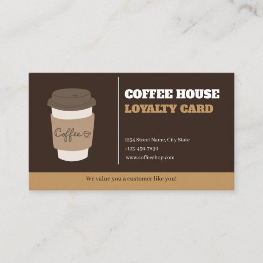 Modern Minimalist Coffee Shop Loyalty Card Templat Treuekarte (Vorderseite)