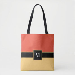 Modern Minimalist Color Block Initial Tote Bag Tasche