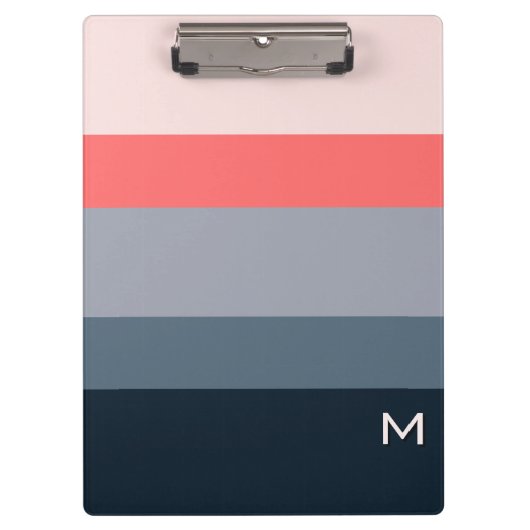 Modern Minimalist Color Block Monogrammed Klemmbrett (Vorderseite)