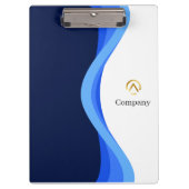 Modern Minimalist Company Blue White Business Klemmbrett (Vorderseite)