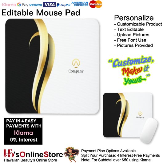 Modern Minimalist Company Blue White Business Mousepad