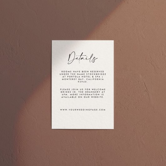 Modern Minimalist Cream & Black Script Wedding  Begleitkarte