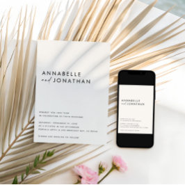 Modern Minimalist Cream & Black Script Wedding  Einladung