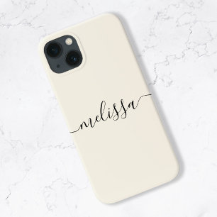 Modern minimalist creme Signatur-Schrift iPhone 13 Hülle