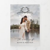 Modern Minimalist Crest monogram Wedding Invite Dreifach-gefaltete Programmkarte (Cover)