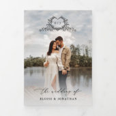 Modern Minimalist Crest monogram Wedding Invite Dreifach-gefaltete Programmkarte (Cover)