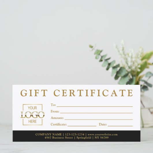 Modern Minimalist Custom Business Gift Certificate (Stehend Vorderseite)